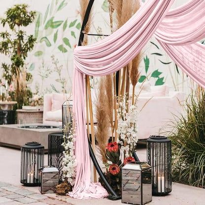 Wedding Arch Draping Fabric 2 Panels 30'' x 18FT Blushing Pink Sheer Chiffon Arch Drapery for Photo Booth Bridal Shower Baby Shower Church Decor Newborn Photography Christening Outdoor Party