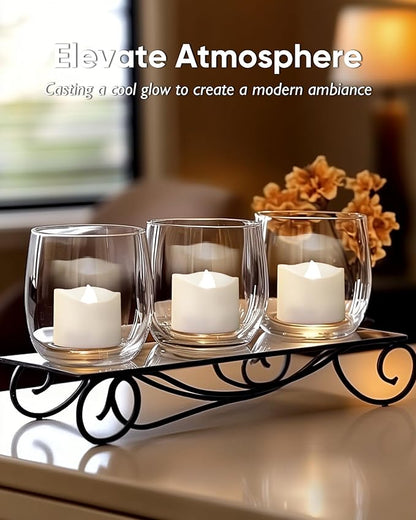 Homemory Cool White Flameless LED Tea Lights Candles, 200+Hour Battery Operated Fake Electric Votive TeaLights for Christmas, DIY Mood Lighting, Party, Holiday, Funeral, Home Decor, 24-Pack