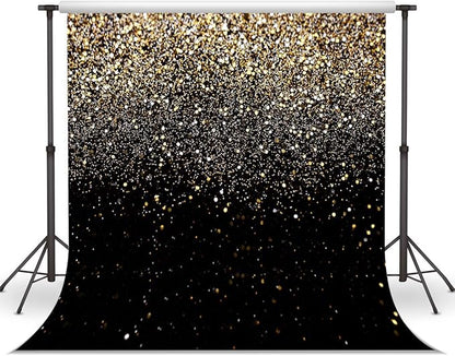 WOLADA Black and Gold Backdrop Golden Glitter Backdrop for Photography Wedding Birthday Baby Shower Party Photo Studio 10x10FT 11176