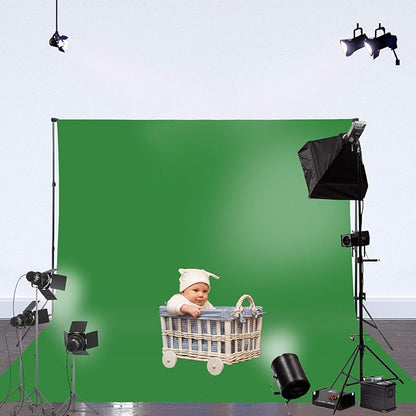 ISSUNTEX 9X15 ft Background Muslin Backdrop, Photo Studio, Collapsible High Density Screen for Video Photography and Television-Blue/Green