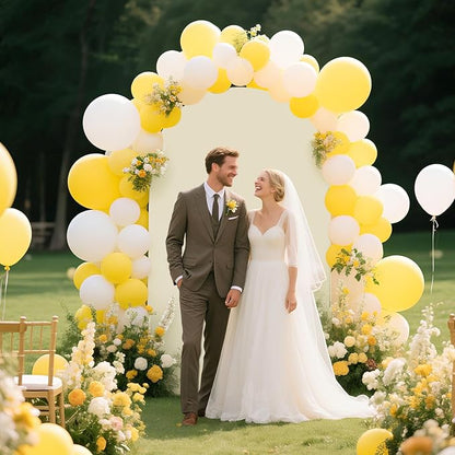 Ledido Wedding Arch Backdrop Cover 7.2FT Arch Covers Fitted Stretchy Spandex Round Top Stand Backdrop Cover for Wedding Banquet Ceremony Birthday Party Baby Shower Event Decoration,Ivory
