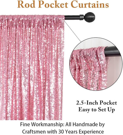 ShinyBeauty Sequin Backdrop Curtains 4 Panels Fuchsia Pink 2FTx8FT Sequin Fabric Photo Backdrop Curtains Fuchsia Pink Glitter Curtains for Party Baby Shower Studio Backdrop
