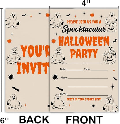 Halloween Party Invitations, Ghost Spooktacular Halloween Party Fill in Invites Cards With Envelopes (20 Count), Double Sided Design