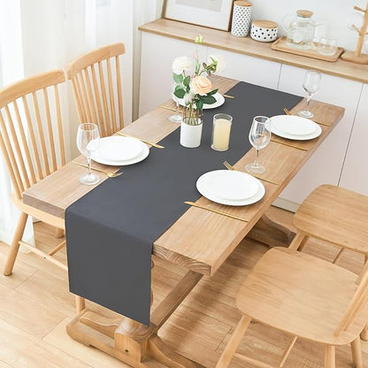 2 Pack Grey Table Runner 12 x 90 Inch Solid Color Farmhouse Runners Coffee Table Dresser for Daily Party Home Decoration