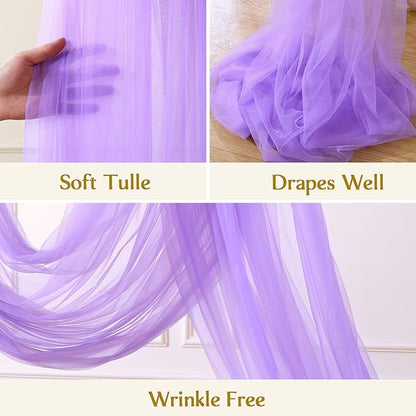 Wedding Arch Draping Fabric Backdrop 1 Panel 30" x 19Ft Purple Arch Drapes Curtains for Wedding Reception Sheer Tulle Backdrop Curtain for Ceremony Birthday Party Baby Shower Arbor Ceiling Decorations