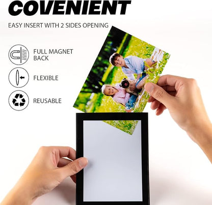 Magnetic Picture Frames with Black Border(5"X7",10 Pack),Magnet Photo Pockets/Holder, Decorations for Home/Office/School/Classroom/Party/Lockers/Fridge