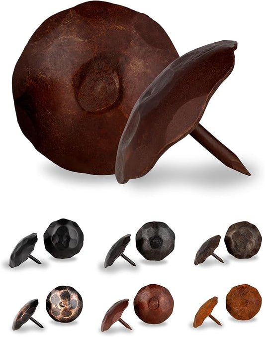 50 Pack 1.5" Round Head Iron Clavos Decorative Nails – Sealed Rusted – Handmade Rustic Round Fasteners for Farmhouse Shutters, Faux Wood Beams, Barn Doors, Shutters, Gates – Ornamental Wood Accent