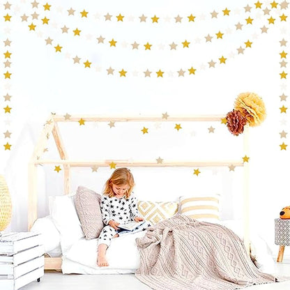 White-Gold Champagne Party-Decorations Bachelorette-Christmas Garland - 62ft Twinkle Little Star Hanging Streamers Banner, Wedding Birthday Baby Bridal Shower Engagement Decor Hugtmr