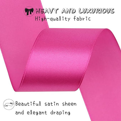 Hot Pink Solid Satin Ribbon 1-1/2 Inch 25 Yards Solid Polyester Fabric Ribbon for Gift Wrapping Wedding Christmas Baby Shower Birthday Party Decoration Handmade Immortal Flower Craft