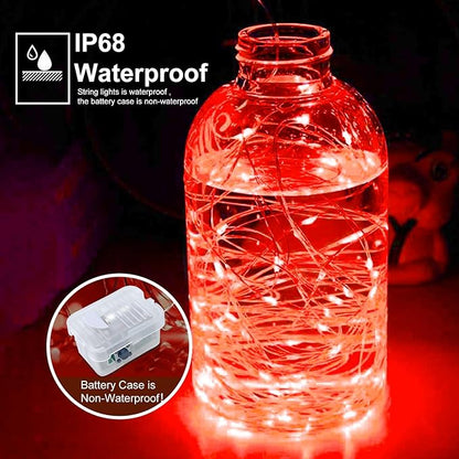pozzolanas 8 Pack Red Battery Operated String Lights - 7ft Waterproof Fairy Lights with 20 LEDs for Home, Mason Jar, Party, Wedding, Halloween, Christmas Decorations