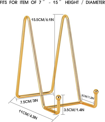 Decolore 6 inch 3 Pack Gold Metal Display Stands Plate Stands Plate Holder Display Stands for Picture, Decorative Plate, Book, Photo Easel, Artistic Work