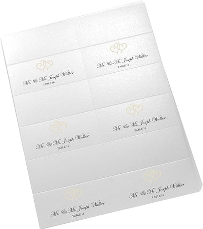 Linked Hearts Printable Place Cards, Ivory (Choose Color), Set of 150 (25 Sheets), Laser & Inkjet Printers - Wedding, Party, Dinner, and Special Events - Made in the USA