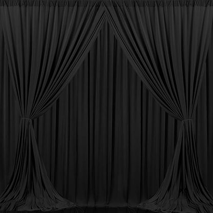 MEETSKY 4 Panels Black Backdrop Curtain for Party Wedding Ceremony 20ftx 10ft Photo Curtains Backdrop Drapes Fabric Backdrop Curtain Rod Pocket Decoration Birthday Party for Boys Men, 5ft x 10ft