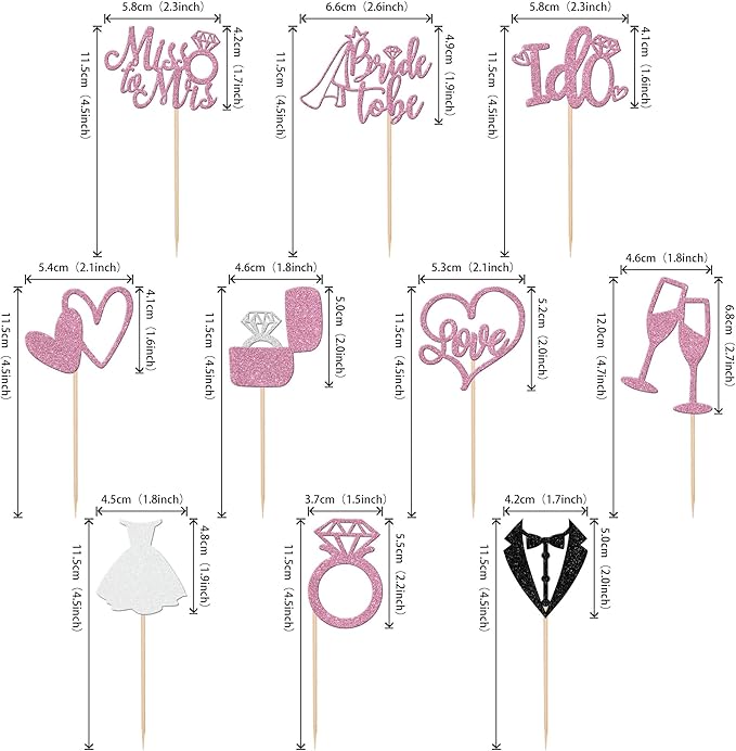 30 PCS Bride to Be Cupcake Toppers Glitter Miss to Mrs I Do Love Heart Ring Cupcake Picks Wedding Bridal Shower Cake Decorations for Wedding Engagement Bachelorette Party Supplies Purple