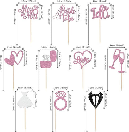 30 PCS Bride to Be Cupcake Toppers Glitter Miss to Mrs I Do Love Heart Ring Cupcake Picks Wedding Bridal Shower Cake Decorations for Wedding Engagement Bachelorette Party Supplies Purple