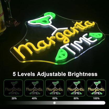 Lucunstar Margarita Time Neon Sign for Wall Decor, Margarita Led Signs, USB Dimmable Neon Lights for Beer Bar Kitchen Restaurant Home Pub Party Man Cave Club Shops Hotel Store Business Gift