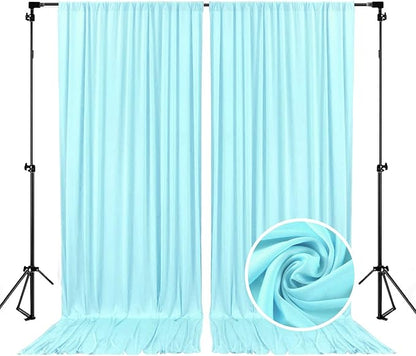 10 x 7 Feet Light Blue Backdrop Curtain for Partie, Background Curtains for Photoshoot, Birthday, Wedding, Halloween, Thanksgiving, Christmas, New Year Party Decorations 5Ft x 7Ft, 2 Panels
