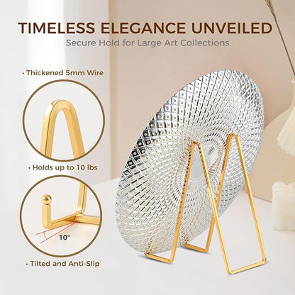 Plate Holder Easel Display Stand - 8 inch Metal Plate Stands for Display - Tabletop Picture Stand - Gold Iron Easels for Display Pictures | Photo Frames | Book | Decorative Plates | Plaque -2 Pack