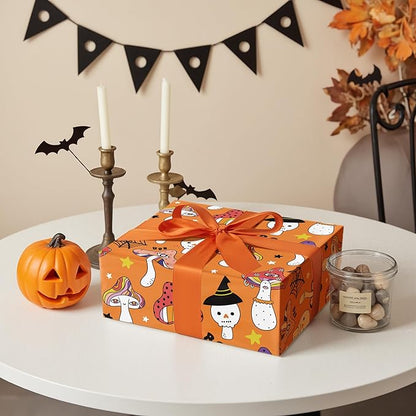 LeZakaa Halloween Creepy Mushroom Wrapping Paper Roll, Mushrooms Design, for Halloween Party, Teens, Adults, Nature Lovers, Mini Roll 17 in x 16.4 Ft