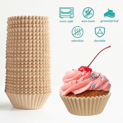 1.4 inch 1000-Count Mini Cupcake Liners Bright Colorful Muffin Baking Cups, Odorless,Baking Paper Cups for Baking Candy Cooking，Upgraded & Food Grade Grease-Proof Paper(Brown, 1.4 Inch)