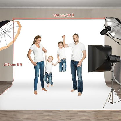 HEMMOTOP White Photography Backdrop, 10x8 ft White Photo Backdrops Background Curtain for Photoshoot, Video Recording, Photographic Studio, Picture, Party, Photos, Product (Backdrop only)