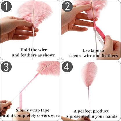 Holmgren Pink Craft Ostrich Feathers - 20pcs Making Kit 22 Inch Ostrich Feathers for Vase, Floral Arrangement, Wedding Party Centerpieces Home Decorations (Lotus Pink)