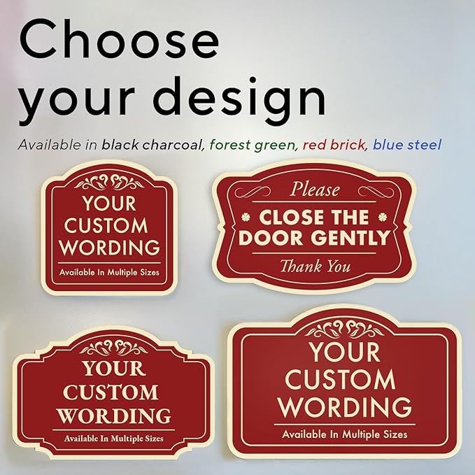 Custom Decorative Outdoor Metal Sign - Personalized Aluminum Driveway Sign, Waterproof, Made In USA - Design 3 Red Brick 24x18 In