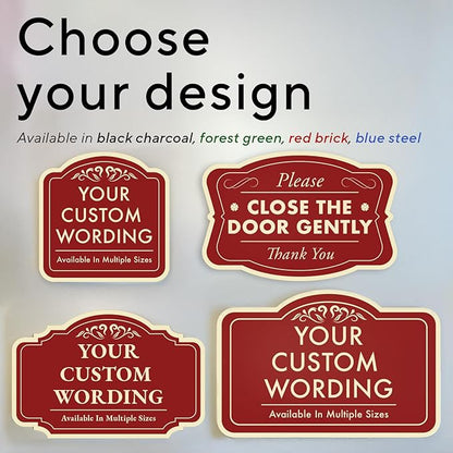 Custom Decorative Outdoor Metal Sign - Personalized Aluminum Driveway Sign, Waterproof, Made In USA - Design 1 Red Brick 10x7 In