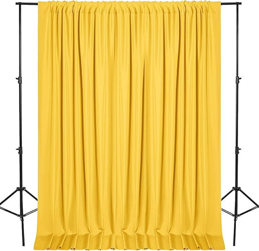 DWCN 10x8 FT Yellow Backdrop Curtains for Parties, Photography Backdrop Drapes with Rod Pockets for Wedding Decorations Stage Birthday Family Gatherings, 2 Panels 5ft x 8ft