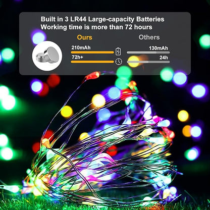 pozzolanas 24 Pack 7ft Waterproof LED Fairy Lights - Battery Operated String Lights with 20 LEDs for Home, Mason Jar, Party, Wedding, Halloween, Christmas Decorations (12 Multicolor & 12 White)