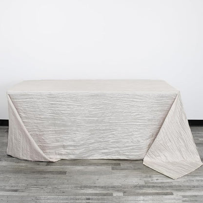 YOUR CHAIR COVERS - 90 x 132 Inch 6 ft Ivory Rectangular Crinkle Taffeta Tablecloth – Elegant Table Linen for Rectangular Tables, Weddings & Events