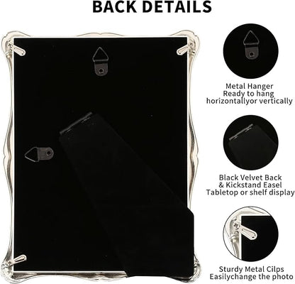 4 x 6'' Premium Alloy Silver Photo Frame - Luxury Display with Real Glass and Velvet Backing,Hi End Décor Metal Frames