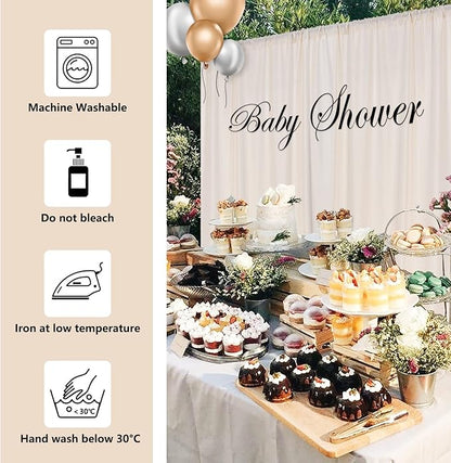 10ft x 10ft Beige Backdrop Curtains for Wedding Birthday Baby Shower Photography Backdrop Fabric Curtains Drapes Home Window Decorations Rod Pocket Light Filtering Window Drapes,5ft x 10ft, 2 Panels