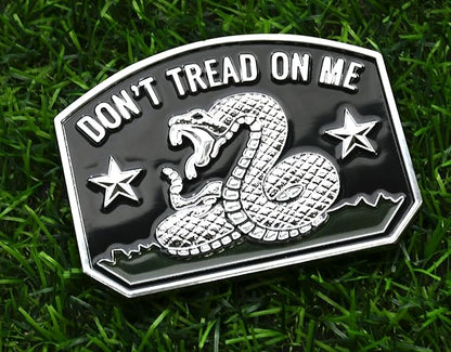 1x Gadsden Flag Rattlesnake Car Emblem 3D Decal Sticker with Don't Tread ON ME Slogan Fit for Car Truck Motorcycle Window Door and Flat Surface (Chrome)