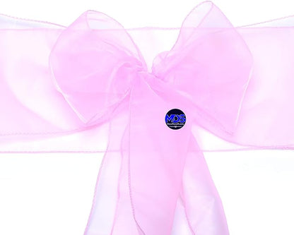 MDS Pack of 300 PCS Organza Chair Sashes Wider Dining Chair Bows Ribbon Tie Back for Wedding Party Birthday Bridal Shower Reception Event Banquet Home Chair Cover Decoration - Pink