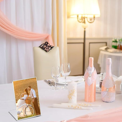 Ctosree 48 Pcs Acrylic Photo Frame L shape Slant Back Desktop Photo Frames Plastic Clear Sign Clear Acrylic Display Stand Table Top Sign for Home Office Wedding Restaurant Menu (2.5 x 3.5 Inch)