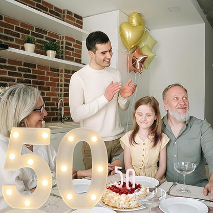 Decorative Led Light Up Numbers, 50th Birthday Decorations, Warm White Led Numbers Lights, Lighted Marquee Number Sign for Sweet 50th Party Decor