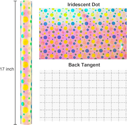 Burymento Holographic Pink Dot Gift Wrapping Paper for Birthday, Valentines, Mothers day, Graduation, Wedding, Fathers day, Baby Shower, Christmas (17in x 32.8ft)