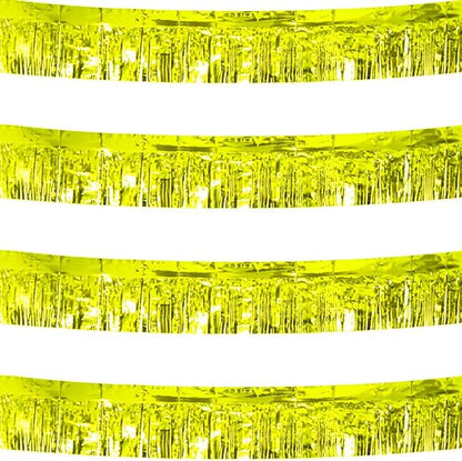 4 Pack Total 40 Feet Foil Fringe Garland Metallic Wall Hanging Drapes Tassel Skirting Tinsel Streamers Decorations for Parade Float Trailer Mardi Gras Party Birthday Wedding (Gold)