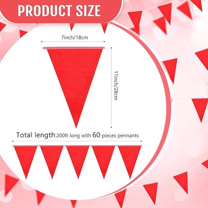 Tatuo 200 Feet Solid Pennant Banners Flags String Triangle Hanging DIY Bunting Flags Party Decorations for Grand Opening Party Banners for Kids Birthday, Shops (Red)
