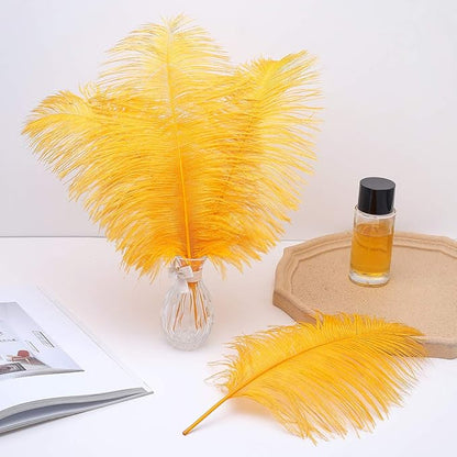 Ballinger Gold Large Ostrich Feathers - 12Pcs 14-16inch Large Feathers for Vase,Wedding Party Centerpieces and Christmas Home Decor