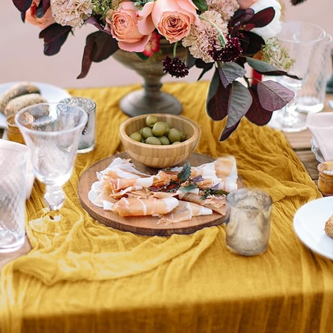 12 Pack Cheesecloth Table Runner, Runner Gauze Boho Wedding Decor Romantic Table Runner for Wedding Birthday Party(35" x 118")(Ginger)