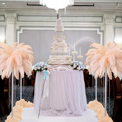 Retrowavy 30 Pcs 18-20 Inch Large Natural Ostrich Feathers Bulk for Centerpieces for Wedding Party Centerpieces Home Decoration Flower Arrangement (Champagne)