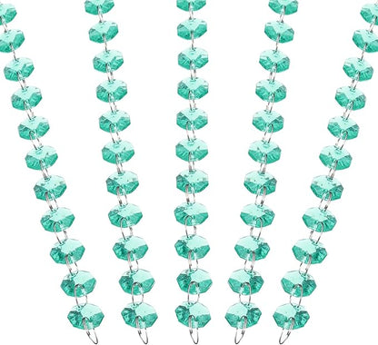 PATIKIL 14 mm Crystal Garland Strands, 16.4 Ft Acrylic Octagon Chandelier Bead Chains String for DIY Craft Wedding Party Home Decorative Jewelry Making, Blue