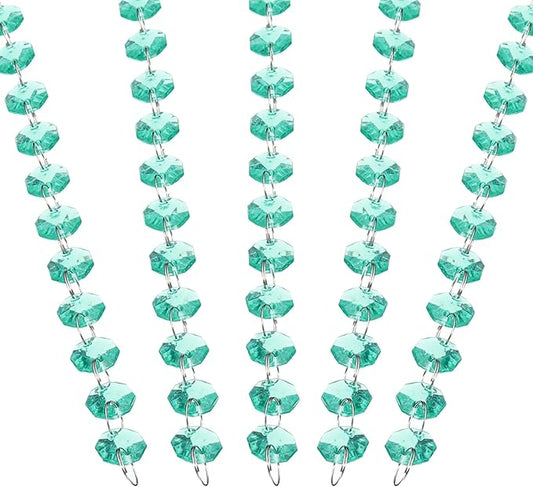PATIKIL 14 mm Crystal Garland Strands, 16.4 Ft Acrylic Octagon Chandelier Bead Chains String for DIY Craft Wedding Party Home Decorative Jewelry Making, Blue