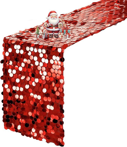 VHH Sequin Table Runner 12 x 108 inches Red Table Runner, Glitter Runner for Party Wedding Birthday, Party Spring Easter Rustic, Birthday Supplies Decorations (1 Pack).