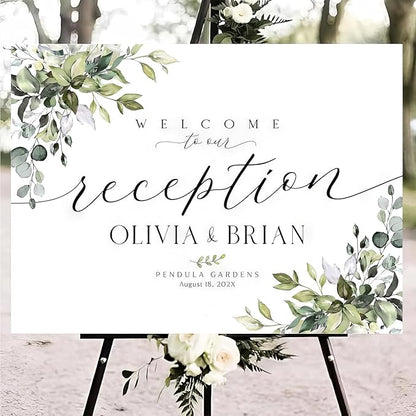 Personalized Wedding Welcome Sign, Welcome To Our Wedding Sign, Reception Welcome Sign, Wedding Reception Sign, Wedding Welcome Sign, Wedding Reception Decor, Greenery Wedding Sign, #1