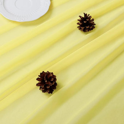 DUOBAO Yellow Chiffon Backdrop Curtains 108 Inches 2 Panels 29 Inch Width Backdrops Drape Semi Sheer Curtain 108 Long Beach Drapes for Living Room Voile Background for Wedding Ceremony