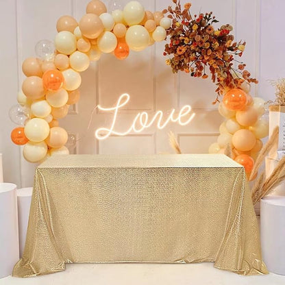 Fitable Sequin Tablecloth for Parties 52x70 Inch - Sparkle Glitter Table Cloth Laser Rectangle Overlay for Wedding Baby Shower Ceremony Birthday Holiday Banquet Decor, Khaki