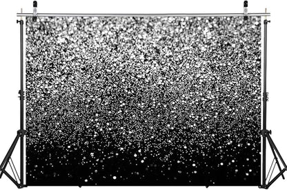 WOLADA Black and Silver Backdrop Silver Glitter Backdrop for Photography Wedding Birthday Baby Shower Party Photo Studio 7x5FT FW18